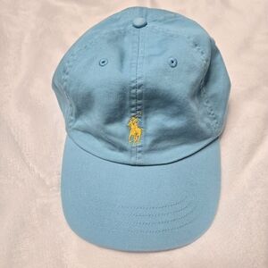 NWT Polo Ralph Lauren Cotton Chino Baseball Cap – Aqua Blue with Yellow Pony